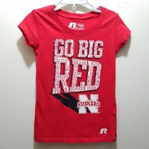 Nebraska Cornhuskers Russell Athletic Kids Red Huskers Shirt XS Football Girls